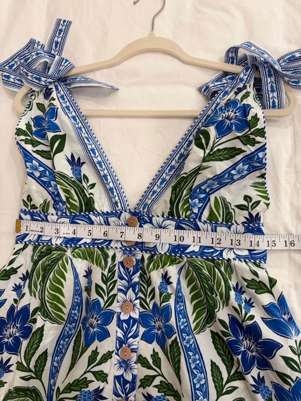 FARM Rio Blue and Green Floral Midi Dress Mty - Picture 15 of 16